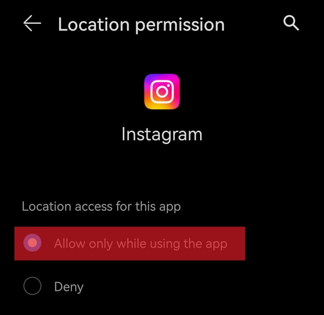 Allow While Using The App In Android Settings