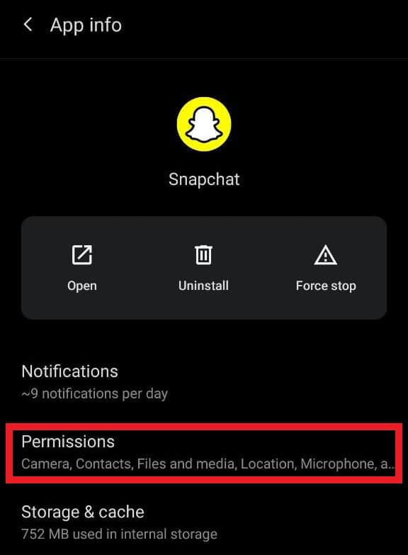 Snapchat Permissions Android