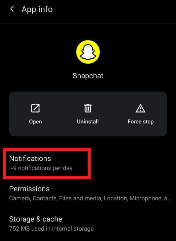 Android Snapchat Settings