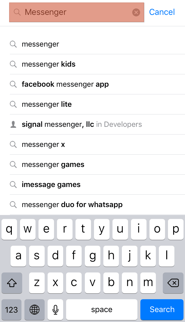 App Store Messenger Search