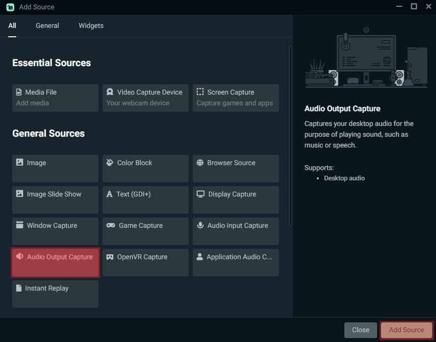 Audio Output Capture Option