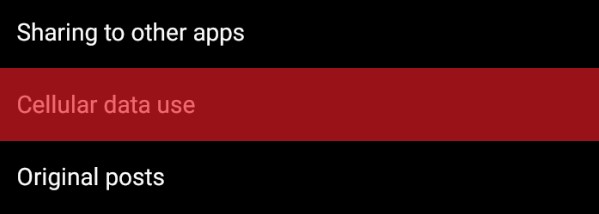 Cellural Data Use In Instagram Account Settings