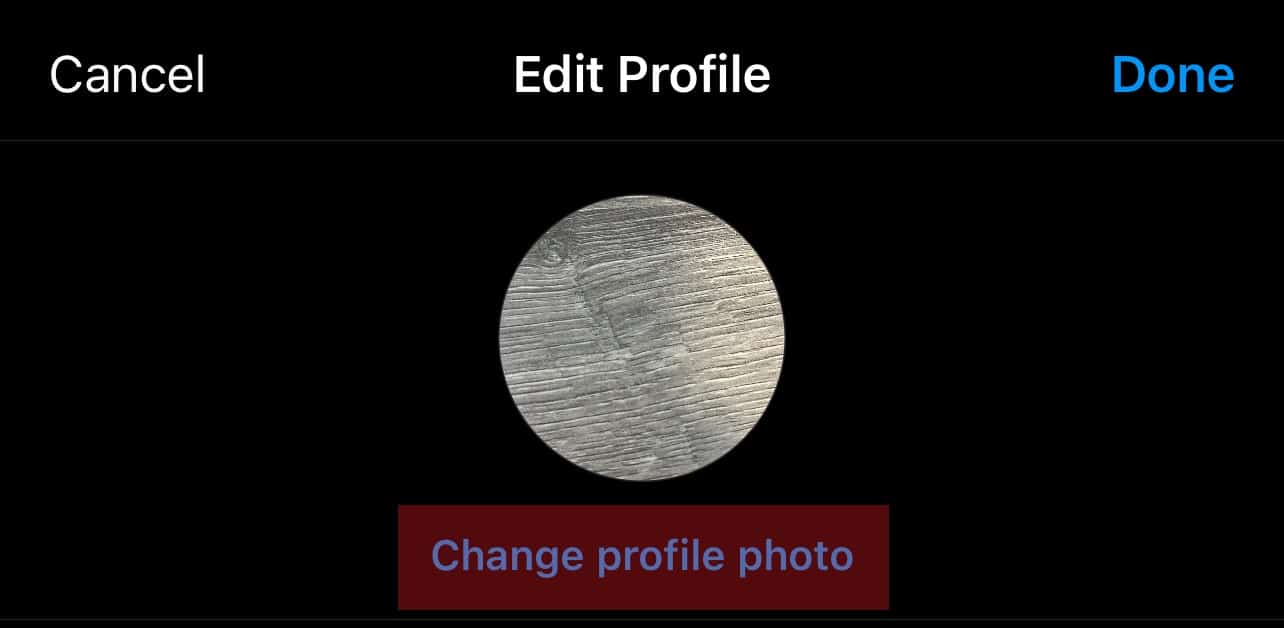 Change Profile Photo Button On Instagram