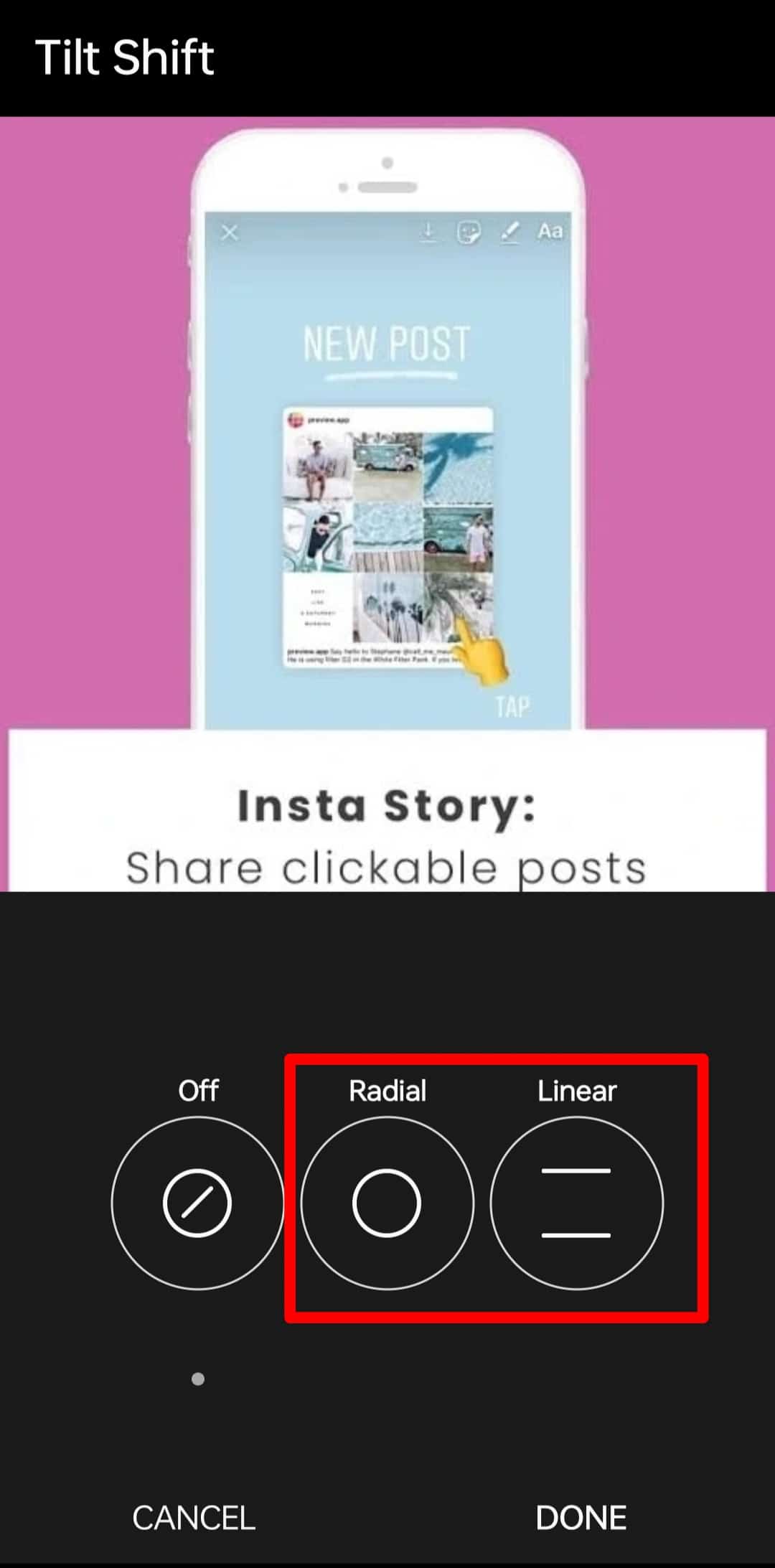 Choose Radial Or Linear Select Instagram
