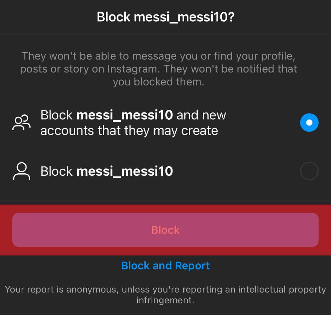 Choose The Preferred Option And Tap Block