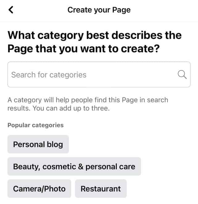 Choosing A Category For Facebook Page