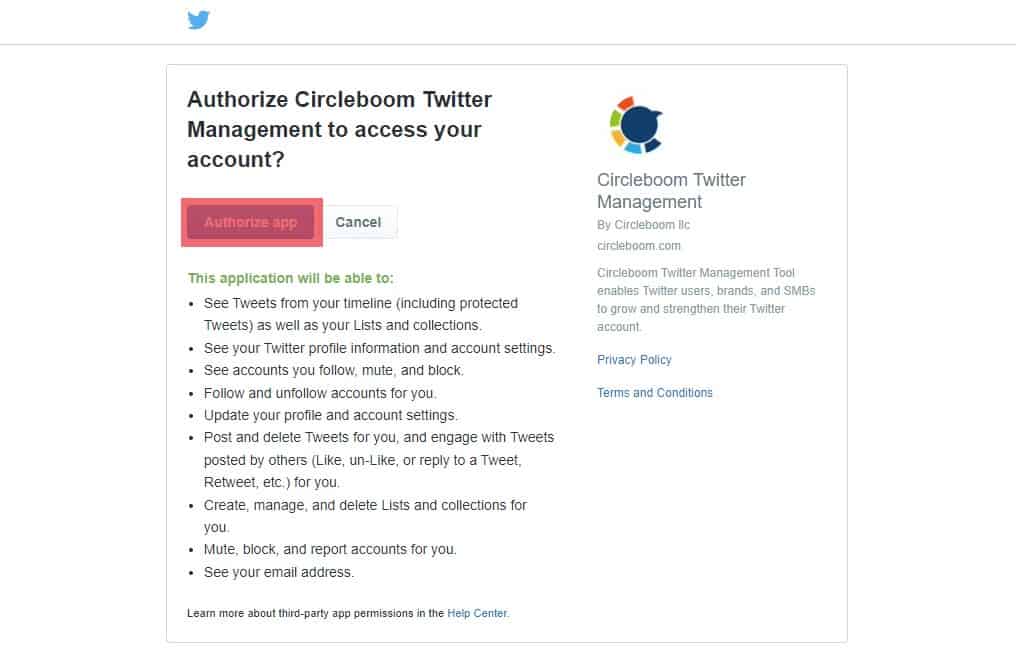 Authorize Circleboom On Twitter
