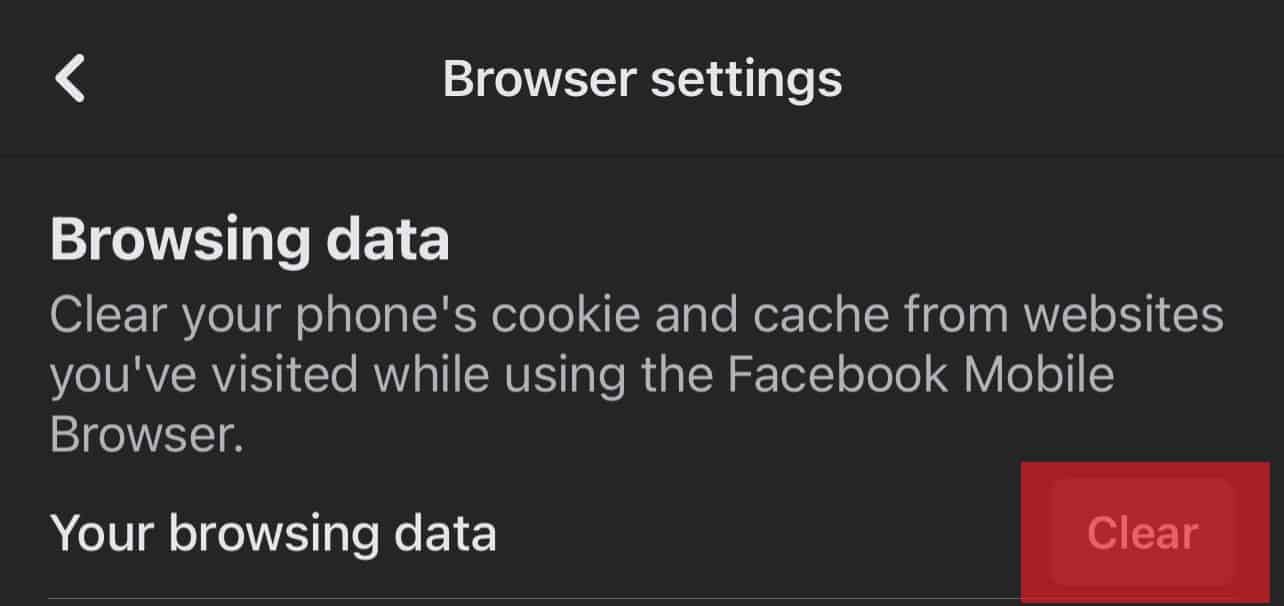 Clear Browsing Data On Facebook
