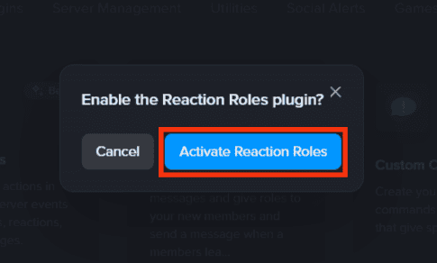 Click Activate Reaction Roles