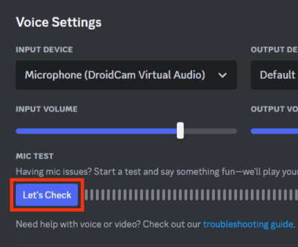 Click On Let's Check To Test Your Microphone