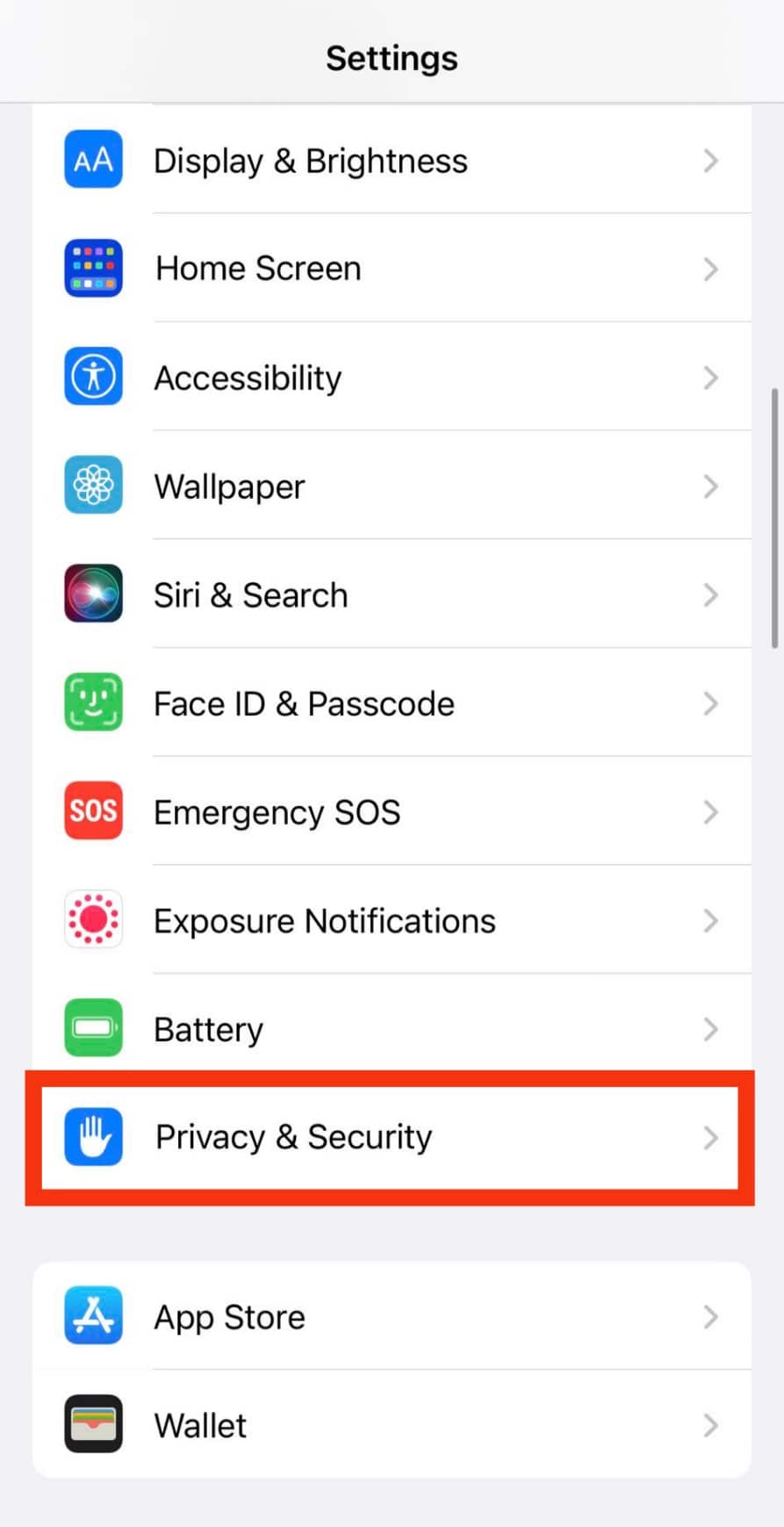 Click On Privacy &Amp; Security