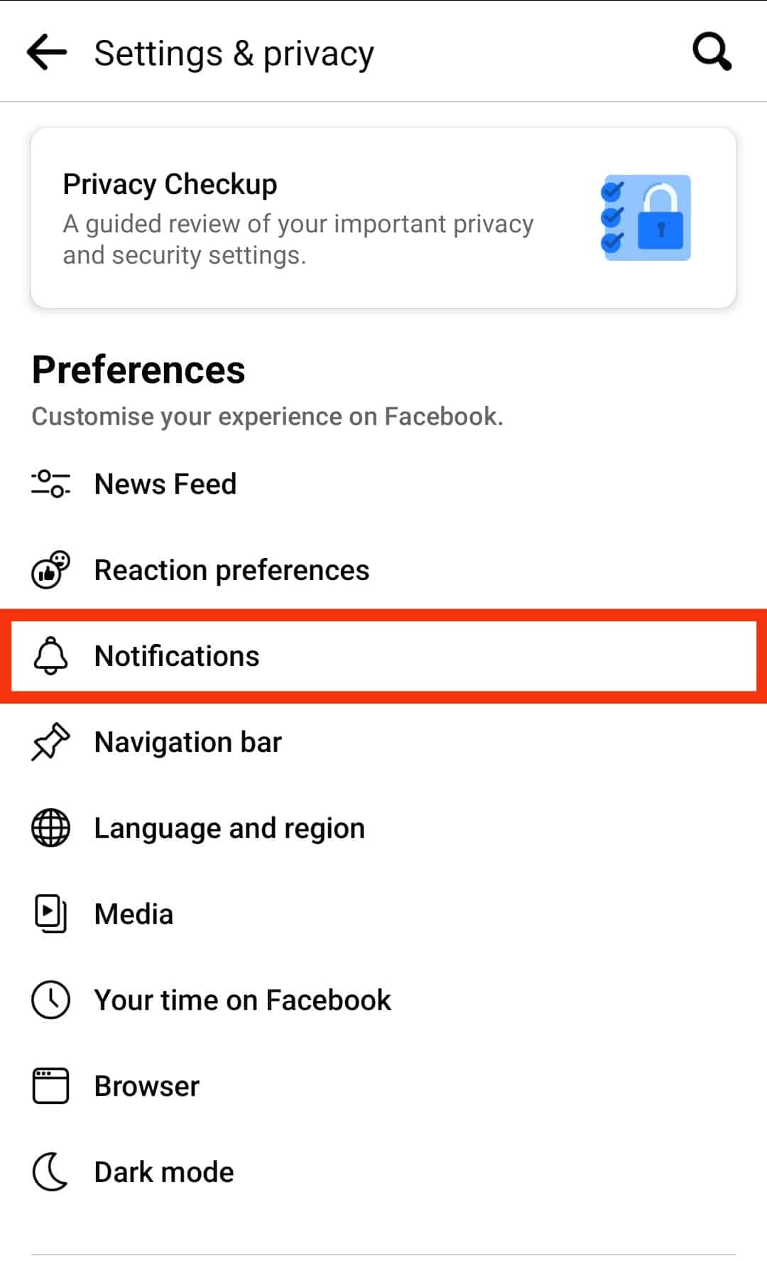 Click On The Notifications Option