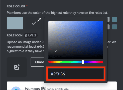 Click On The Option For Custom Color And Set It To #2F3136