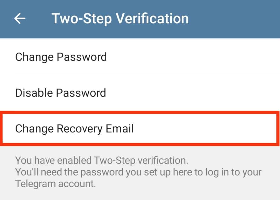 Click The Change Recovery Email