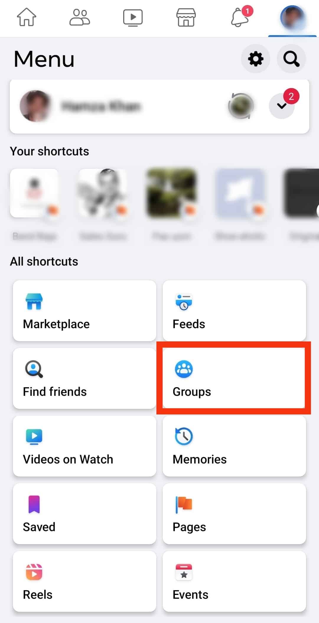 Click The Groups Button