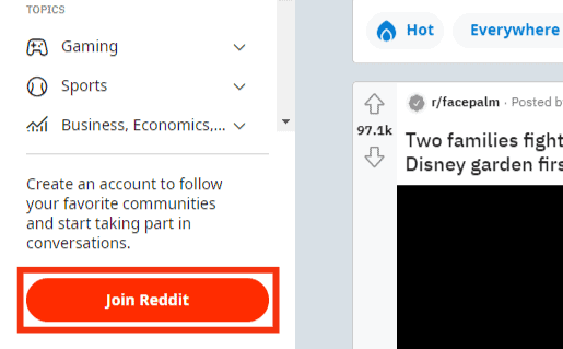 Click The Join Reddit Button