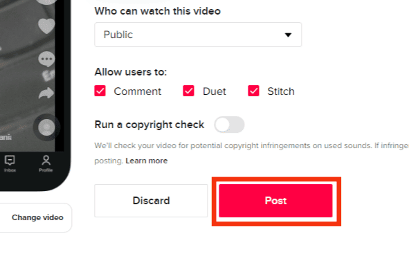 Click The Post Button