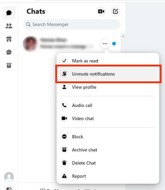 Click The Unmute Notifications Option