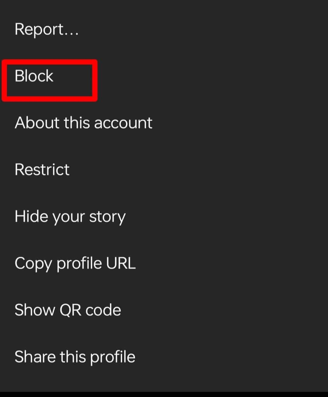 Click The Block Option Instagram