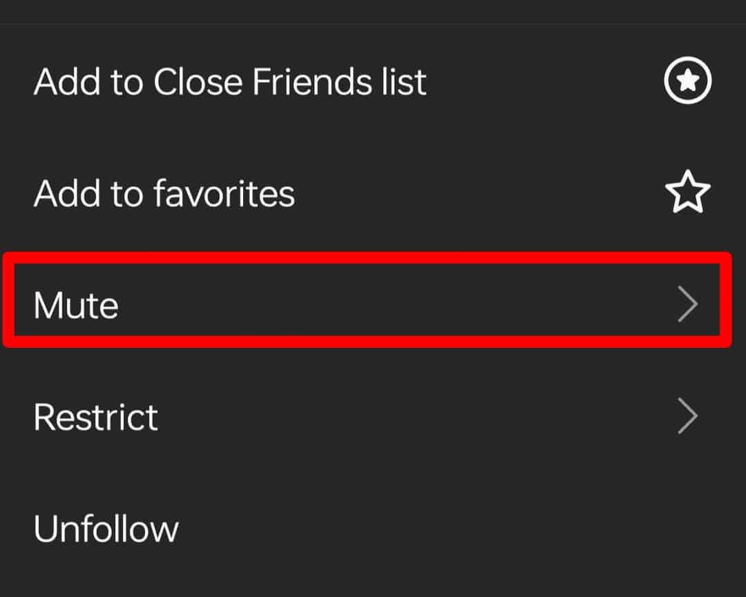 Click The Mute Option To Mute Instagram