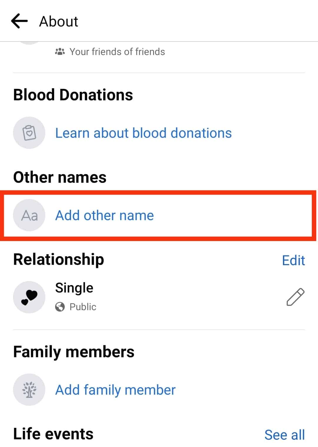 Click The Option To Add A Other Name