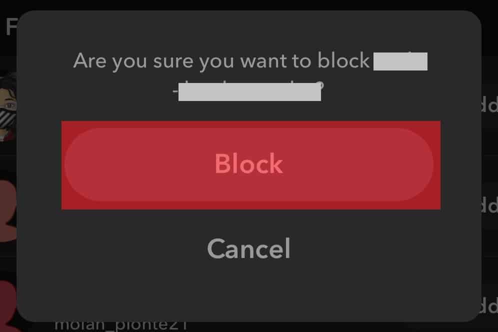 Confirm Block On Snapchat
