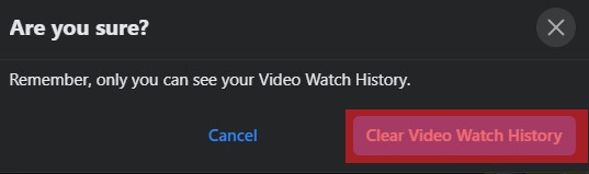 Confirm By Clicking Clear Video Watch History Again