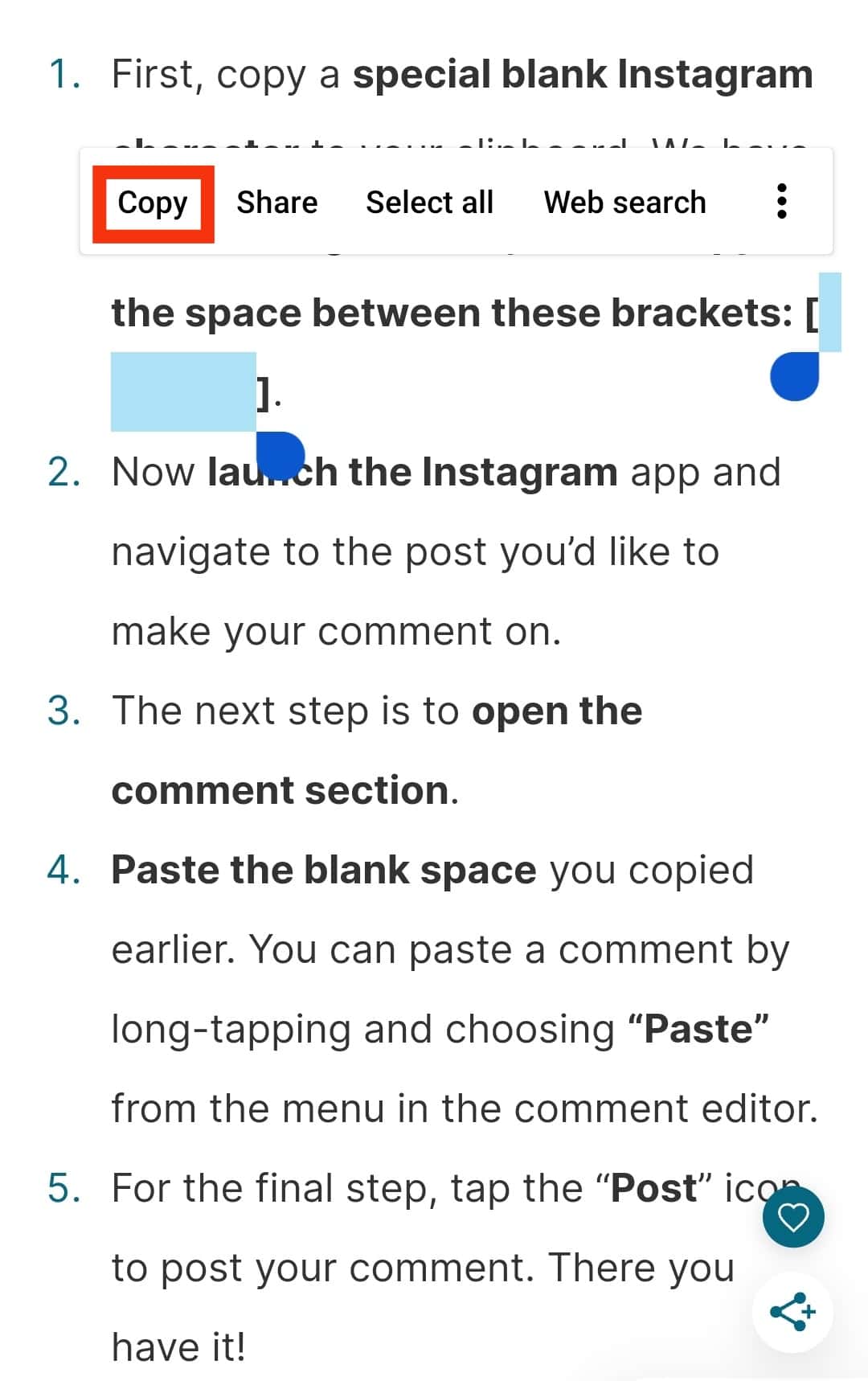 Copy A Special Blank Instagram Character