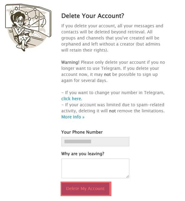 Delete My Account Button On Telegram Web