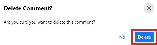 Deleting A Facebook Comment Confirmation