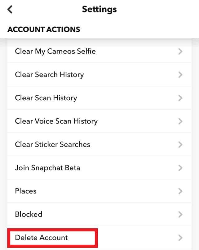 Deleting Snapchat Account