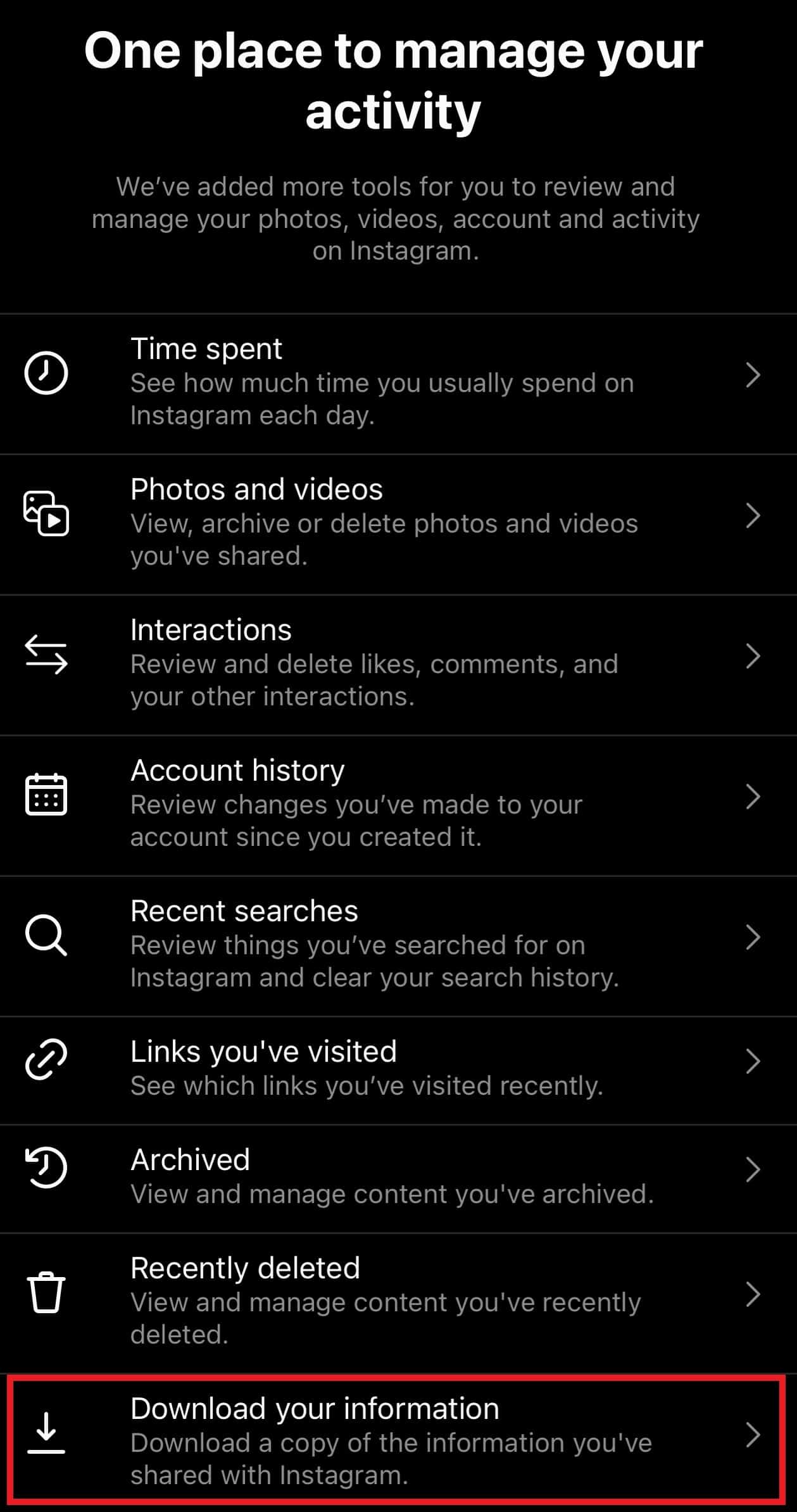 Download Your Instagram Data