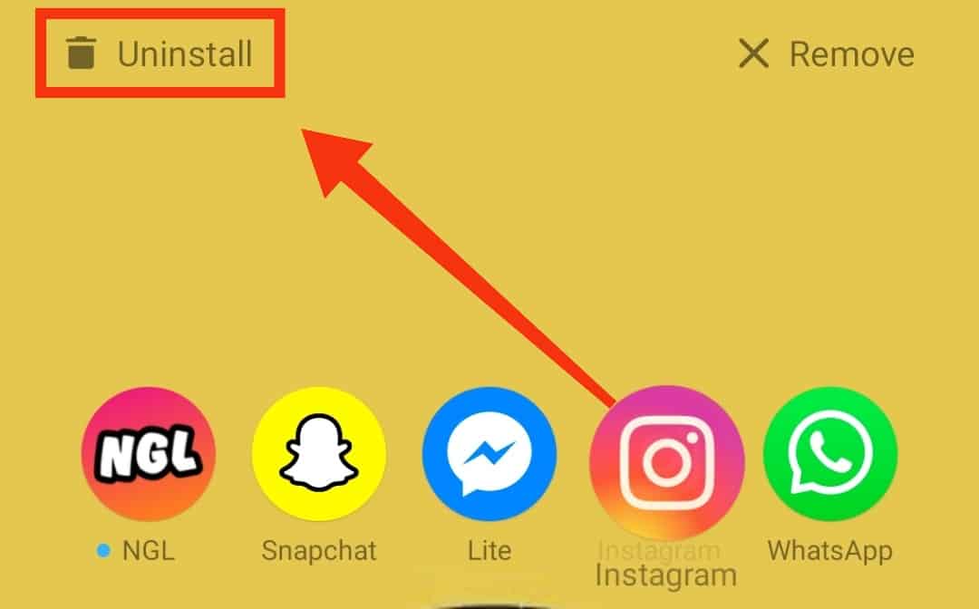 Drag The Instagram App Icon To Uninstall