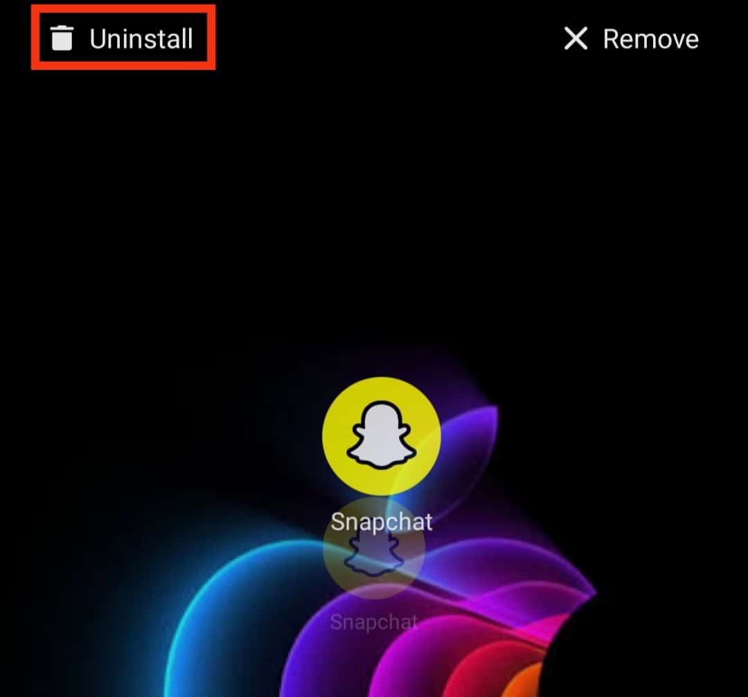 Drag The Snapchat Icon To The Uninstall Option