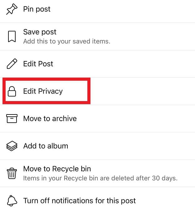 Edit Post Privacy Facebook