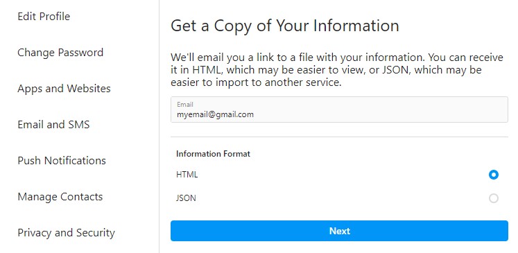 Enter Your Email And Choose The File Format