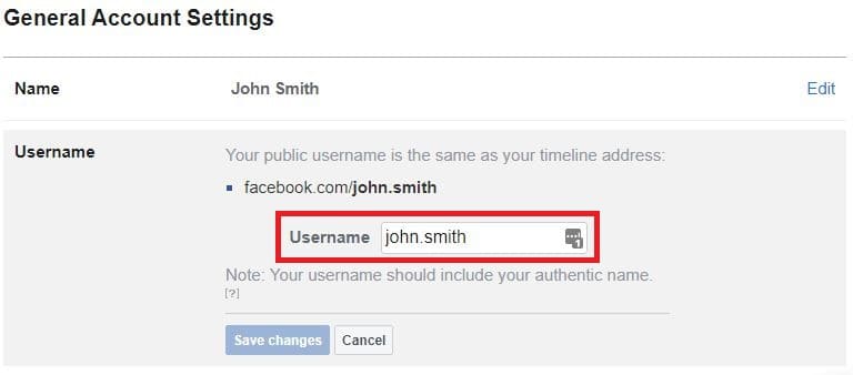 Facebook General Account Settings