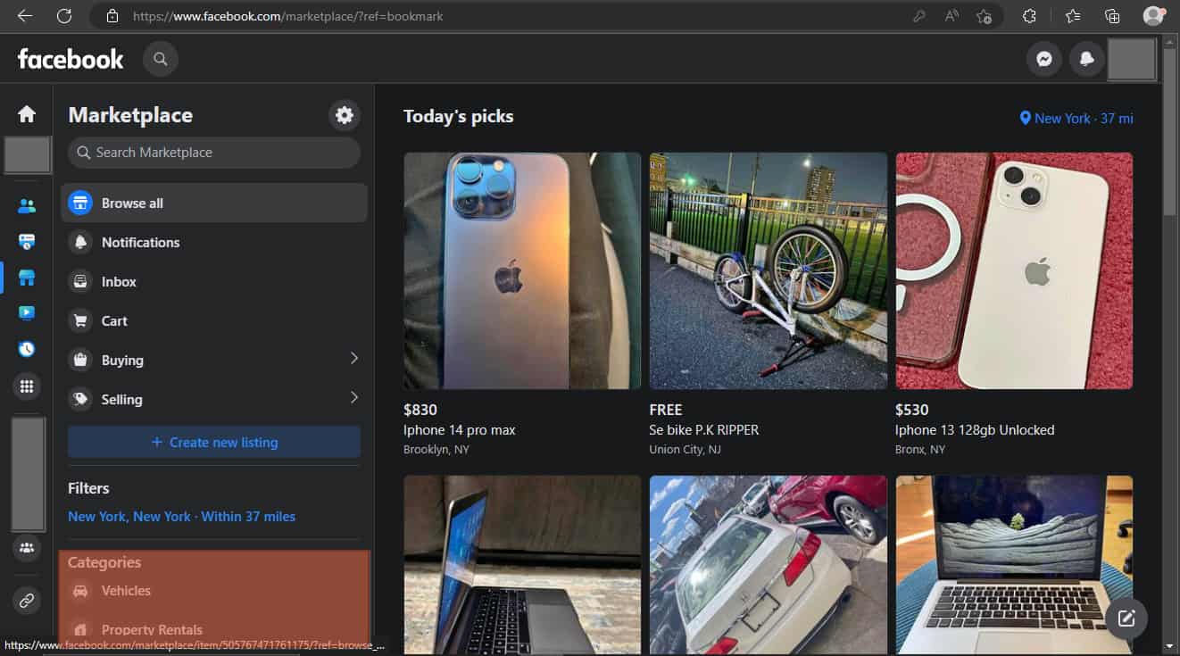 Facebook Marketplace Categories