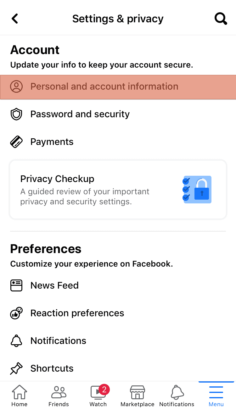 Facebook Personal And Account Information
