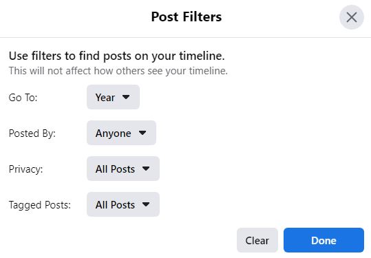 Facebook Profile Filters