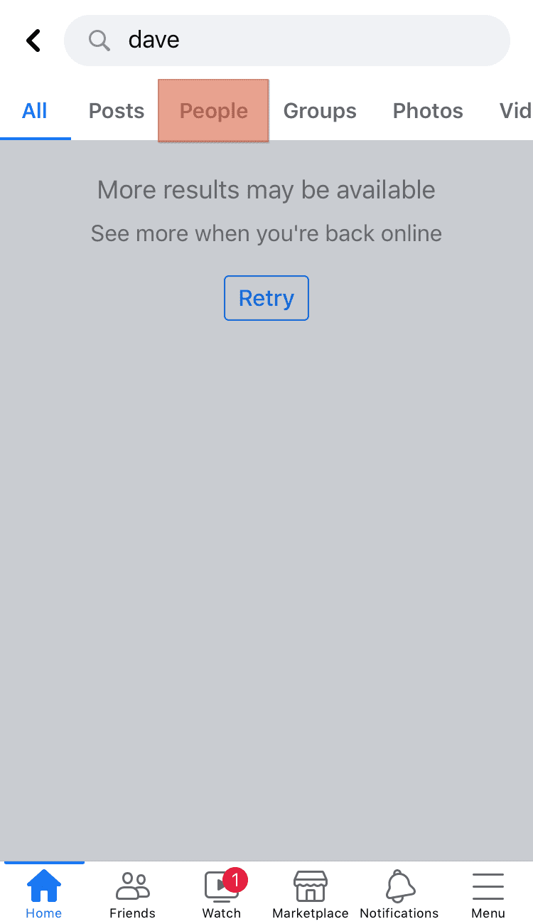 Facebook Search People Tab