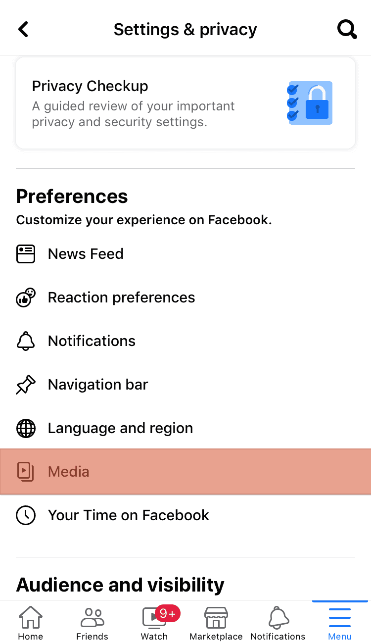 Facebook Settings Media