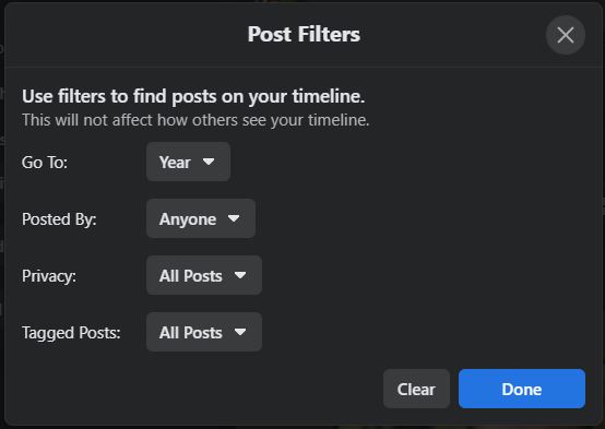Facebook Timeline Filters