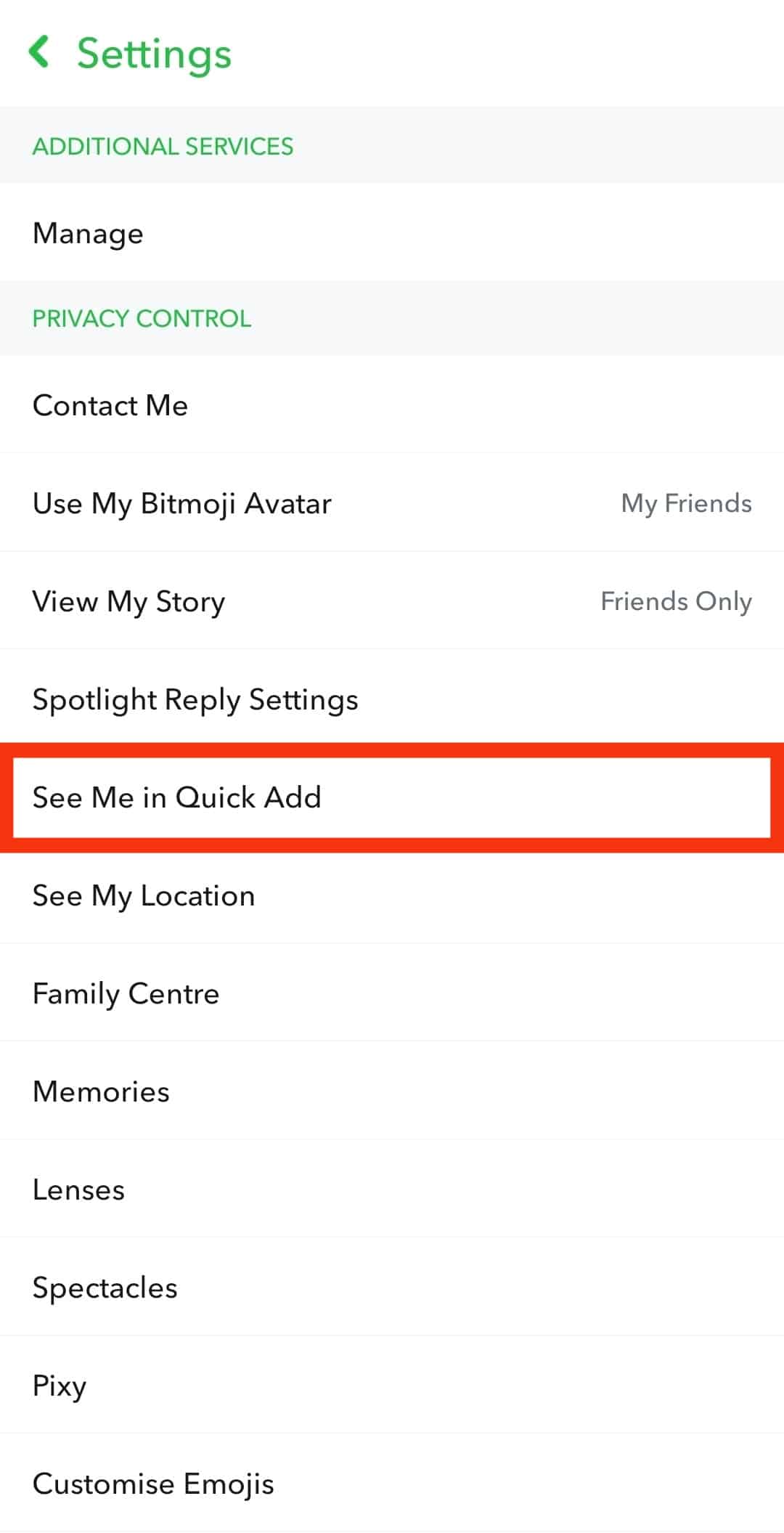 Find See Me In Quick Add