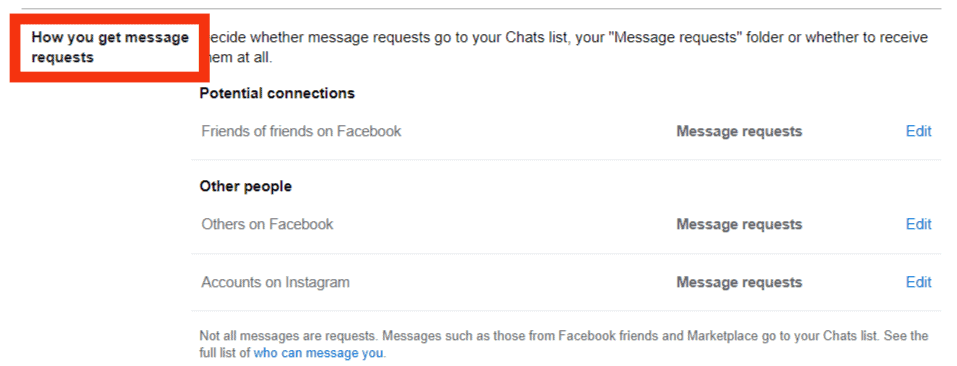 Find The How You Get Message Requests Section