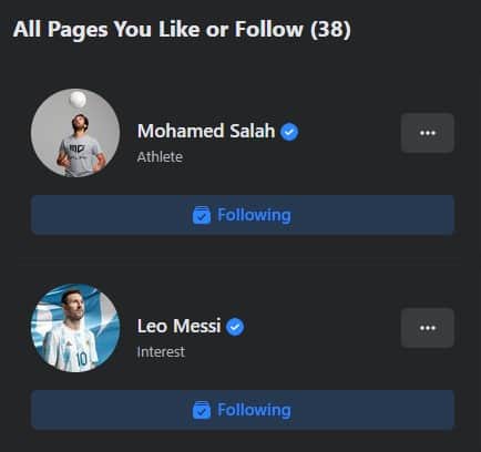 Followed Pages On Facebook