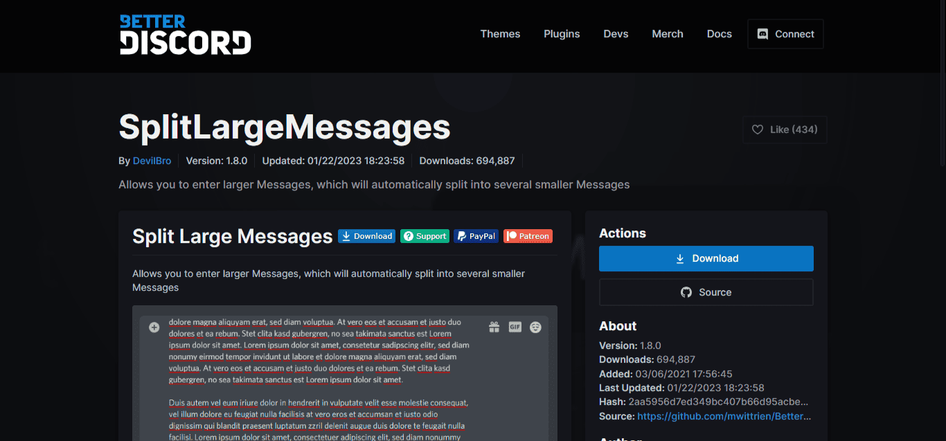 Go To Httpsbetterdiscord.apppluginsplitlargemessages In A New Tab