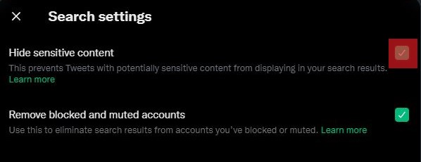 Hide Sensitive Content In Twitter Web Serach Settings