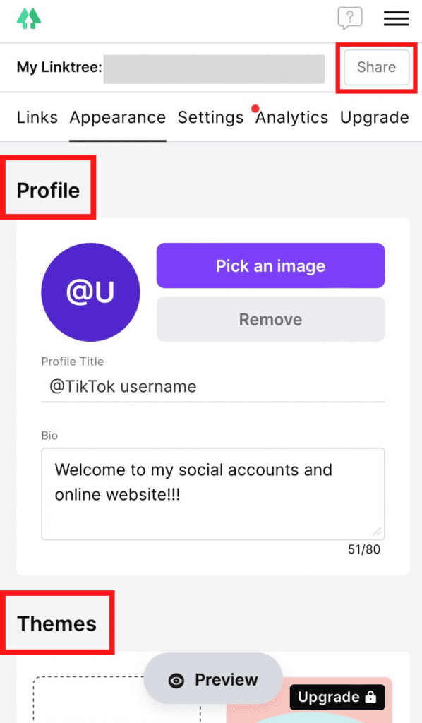 Edit Your Linktree Profile And Select A Theme
