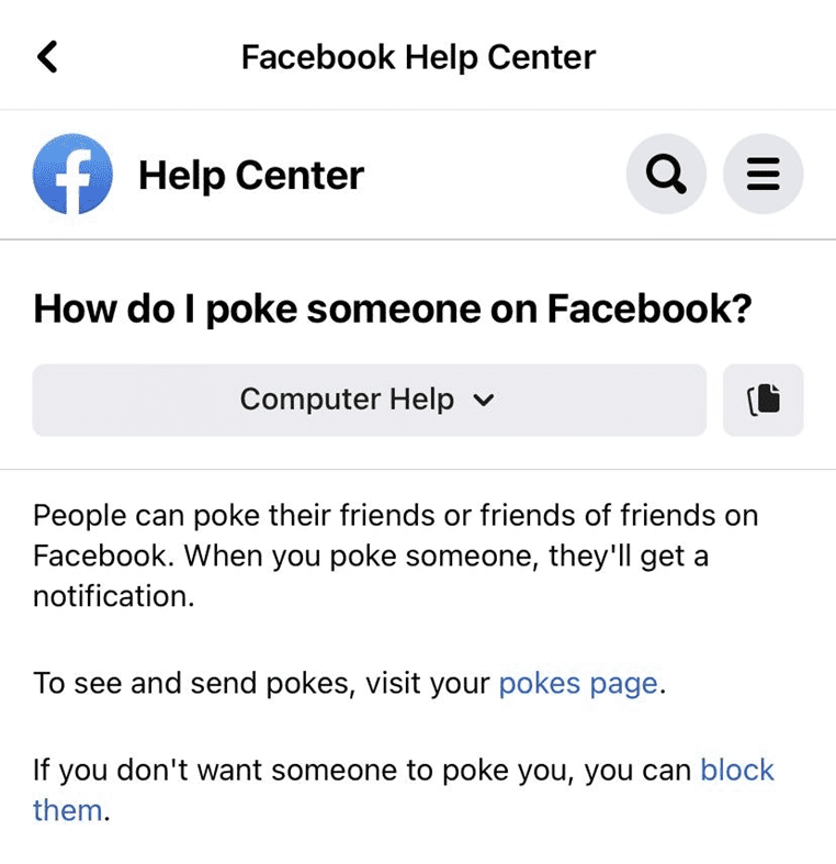 Visit The Pokes Page To Poke Your Facebook Friends